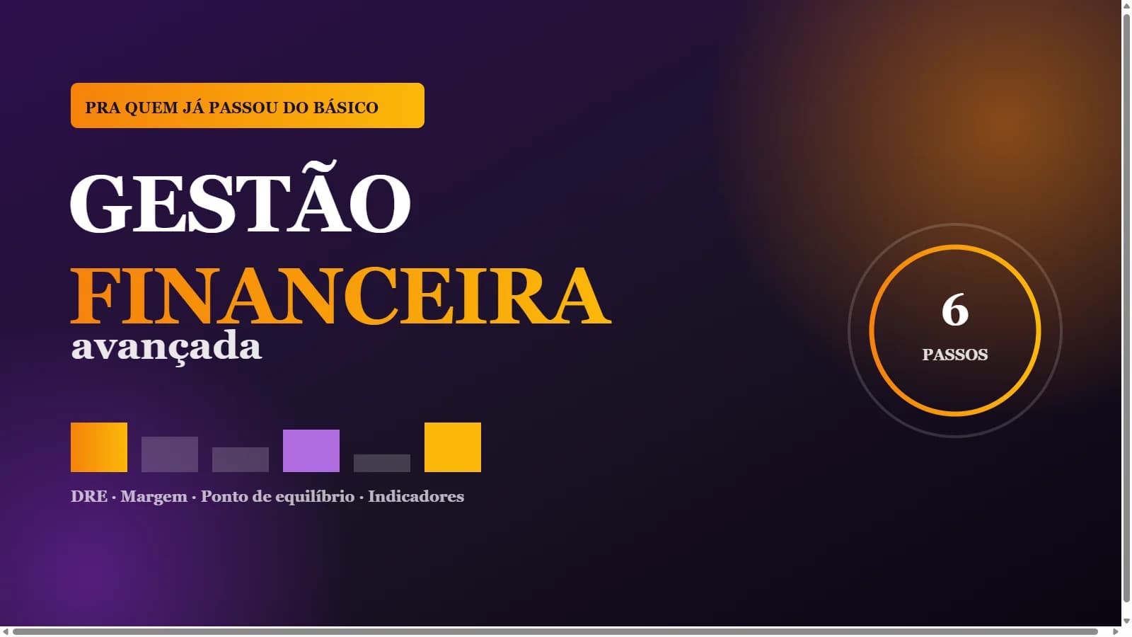 Gestão Financeira Avançada: DRE, Margem, Ponto de Equilíbrio e Indicadores (Passo a Passo)