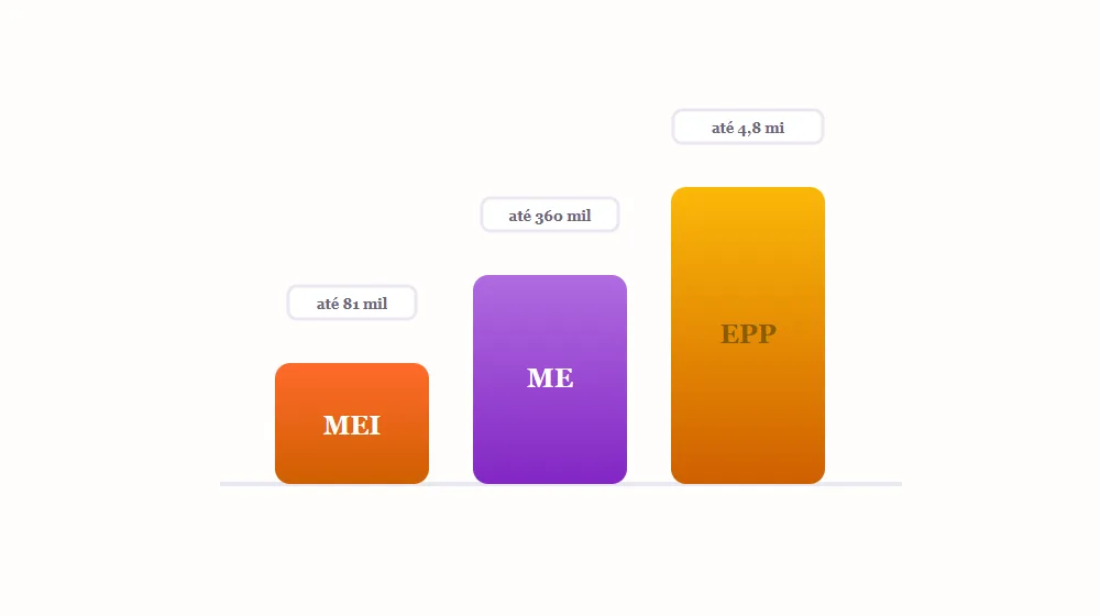 Porte da empresa: MEI, ME e EPP por faturamento anual