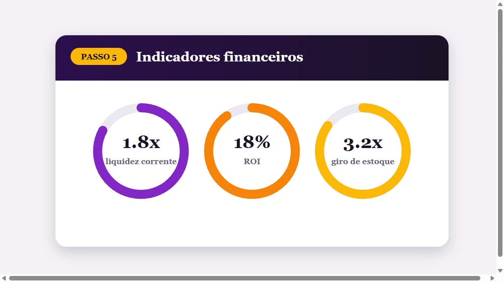 Indicadores: liquidez, ROI e giro